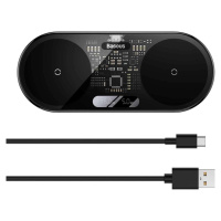 Baseus Bezdrôtová nabíjačka 2v1 20W + USB-C Kábel 1m, Čierna
