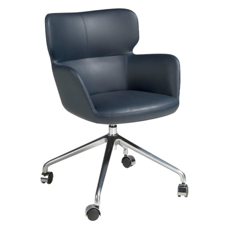 Estila Kožená modrá kancelárska stolička Forma Moderna na kolieskach 80cm