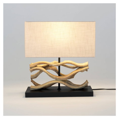 Stolová lampa Panarea, farba dreva/béžová, výška 42 cm, drevo