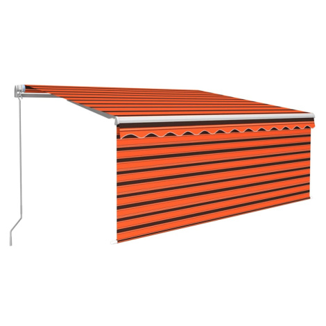 vidaXL Ručne zaťahovacia markíza s tienidlom 3,5x2,5 m oranžovo-hnedá