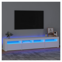 vidaXL TV skrinka s LED svetlami biela 210x35x40 cm