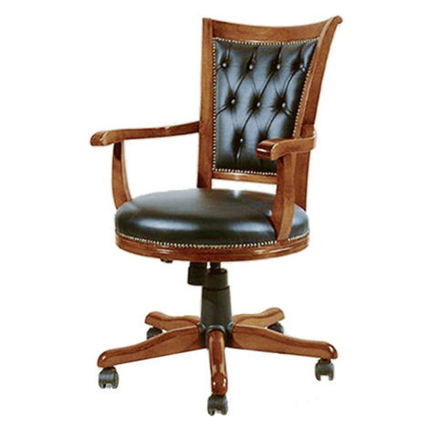 Estila Luxusná rustikálna kancelárska stolička Emociones z masívneho dreva s čalúnením z ekokože