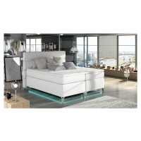 NABBI Avellino 140 čalúnená manželská posteľ s úložným priestorom biela