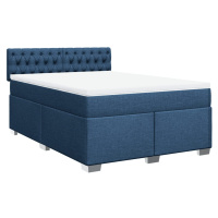 vidaXL PosteÄľnĂ˝ rĂˇm boxspring s matracom modrĂ˝ 140x200 cm lĂˇtka