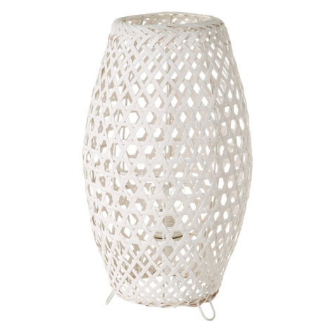 Biela bambusová stolová lampa s bambusovým tienidlom (výška  36 cm) – Casa Selección