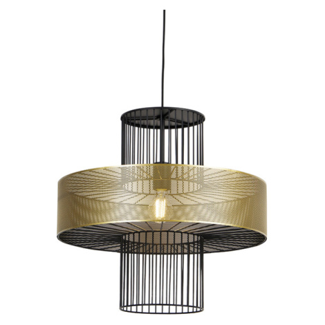 Dizajnová závesná lampa zlatá s čiernou 50 cm - Tess QAZQA