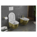 MEXEN - Lena Závesná WC misa vrátane sedátka s slow-slim, duroplast, biela/zlatá so vzorom 30224