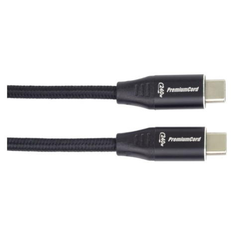 PremiumCord USB-C/USB-C napájací kábel 240W 0,5m čierny
