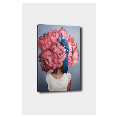 Obrázok WOMAN WITH PEONY 50x70 cm ružový