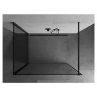 Mexen Kioto, 2-stenová sprchová zástena Walk-In 120 x 80 cm, 8mm číre sklo čierny vzor, čierny p