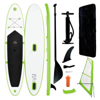 vidaXL Nafukovací Stand up paddleboard s plachtou, zeleno biely