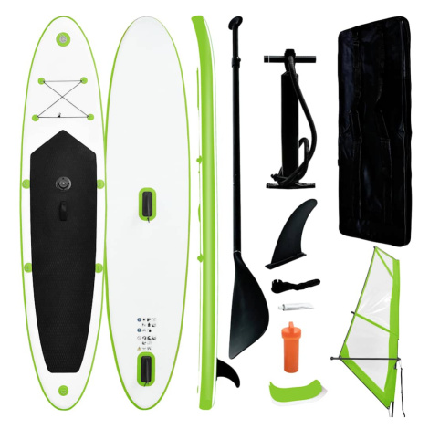 vidaXL Nafukovací Stand up paddleboard s plachtou, zeleno biely