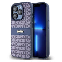 DKNY PU Leather Repeat Pattern Tonal Stripe Zadný Kryt pre iPhone 14 Pro Max Blue