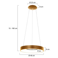 LED závesné svietidlo Ringlede, Ø 48 cm, zlatá