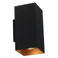 Dizajnové nástenné svietidlo čierne so zlatým štvorcom - Sab