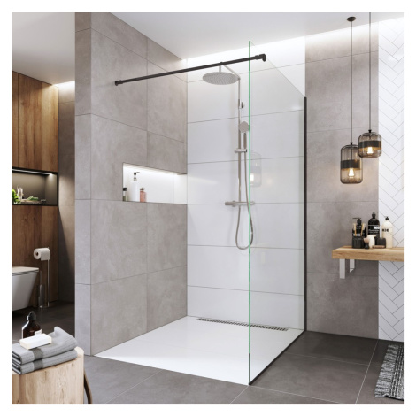 Mereo Sprchová stena WALK IN, Novea, 90x200 cm, čierny ALU, sklo Číre CK10602HB