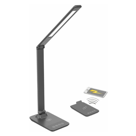 Solight LED stmievateľná lampička s bezdrôtovým nabíjaním, 10W,  CCT, sivá