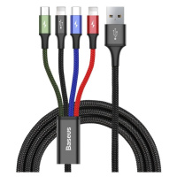 BASEUS Baseus USB Kábel 4v1 čierny, 1xUSB-C, 2x Lightning, 1xmicro 3,5A 1.2m