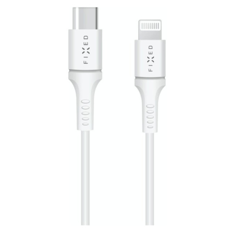 FIXED USB-C dlhý dátový a nabíjací kábel s Lightning (PD), 2m, MFI biely