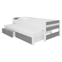 NABBI Filis detská posteľ s prístelkou 90x200 cm biela / sivá