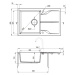 Deante Andante, 1-komorový granitový drez 780x490x194 mm +čierna batéria s elastickým ramenom, b