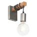 Priemyselná nástenná lampa oceľová s drevom - Gallow