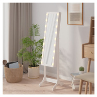 vidaXL Voľne stojace zrkadlo s LED, biele 34x37x146 cm