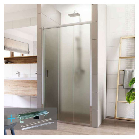 Mereo Sprchové set: LIMA, trojdielne, zasúvacie,  90x190 cm, chróm ALU, sklo Point, žlab k stene