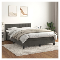 vidaXL Posteľný rám boxspring s matracom tmavosivý 140x200 cm zamat