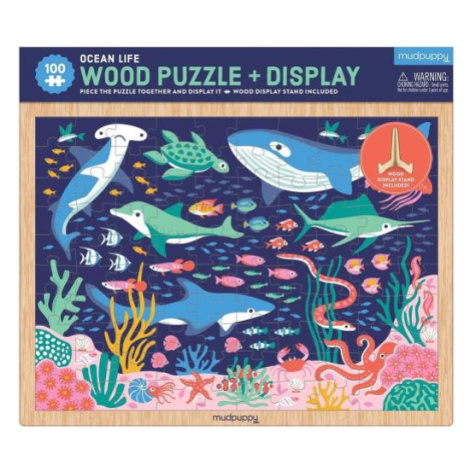 Mudpuppy Drevené puzzle Život v oceáne + displej 100 dielikov