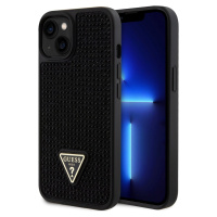 Guess Rhinestones Triangle Metal Logo Kryt pre iPhone 15, Čierny