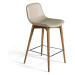 Estila Luxusná taupe sivá kožená barová stolička Forma Moderna z masívu 93cm