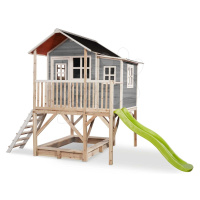 Domček cédrový na pilieroch Loft 550 Grey Exit Toys veľký s vodeodolnou strechou pieskoviskom a 