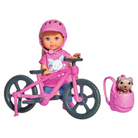 Bábika Evička s bicyklom
