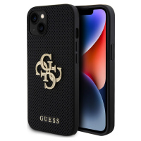 Guess Perforated 4G Glitter Metal Logo Kryt pre iPhone 15, Čierny