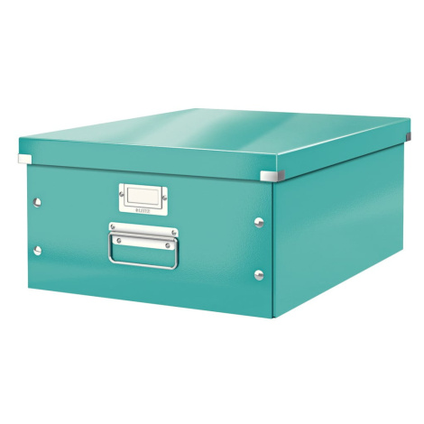 Zeleno-tyrkysový kartónový úložný box s vekom 37x48x20 cm Click&Store – Leitz