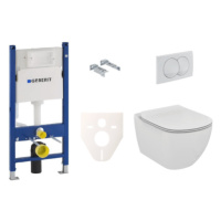 Závesný set WC rimless TESI Ideal Standard + modul Geberit Duofix s tlačidlom Delta 20 biele KMP