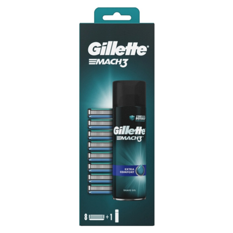 GILLETTE Mach3 Náhradná hlavica 8 ks + Mach3 Comfort Gél na holenie 200 ml