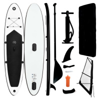 vidaXL Nafukovací Stand up paddleboard s plachtou, čierno biely