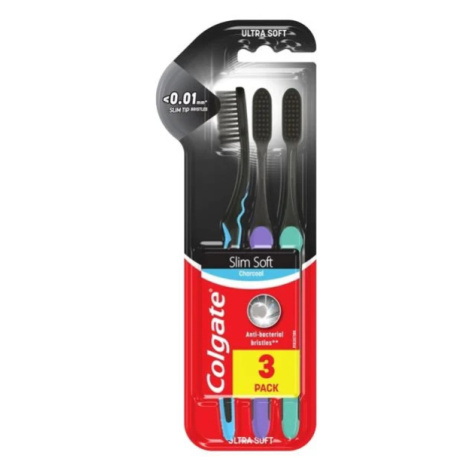 COLGATE Zubná kefka Slim Soft Charcoal trio 3 ks