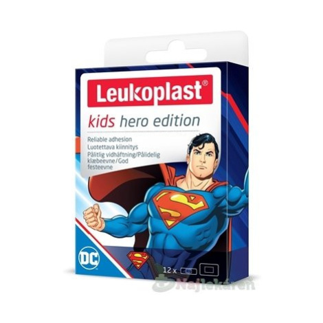 LEUKOPLAST KIDS HERO SUPERMAN náplasť na rany, 2 veľkosti 12 ks