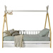 Biela domčeková detská posteľ z borovicového dreva s úložným priestorom 90x200 cm TIPI – Vipack