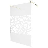MEXEN/S - KIOTO samostatne stojaca sprchová zástena 130 x 200, transparent/biela vzor 8 mm, zlat
