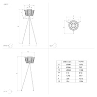 Stojacia lampa Hykeham, výška 129,5 cm, prírodná/čierna, bambus