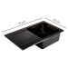 Sink Quality Ferrum, kuchynský granitový drez 770x450x190 mm + čierny sifón, čierna škvrnitá-BRO