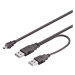 PremiumCord USB 2.0 napájací Y kábel A/M -- A/M + A/M mini 0.5m + 0.4m