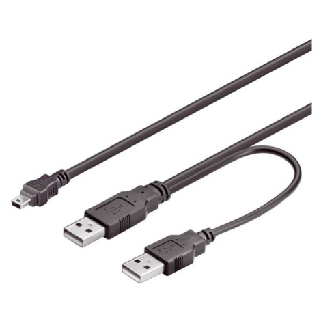 PremiumCord USB 2.0 napájací Y kábel A/M -- A/M + A/M mini 0.5m + 0.4m