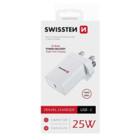 SWISSTEN Adaptér 230 V/25 W 1x USB-C, biela