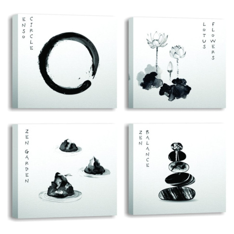 Obrazy v súprave 4 ks 30x30 cm Japanese Zen – Wallity
