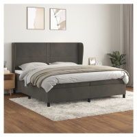 vidaXL Posteľný rám boxspring s matracom tmavosivý 200x200 cm zamat